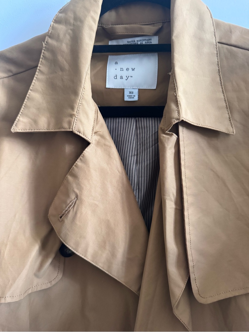 A New Day Target Water-Resistant Tan Trench Coat XS - NWOT - Picture 3 of 3